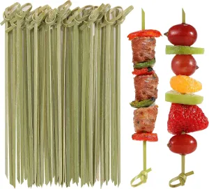 200 PCS Cocktail Picks, 6 Inch Toothpicks for Appetizers, Natural Bamboo Knot Skewers, Mini Food Sticks, Fancy Tooth Picks for Drinks, Fruit, Charcuterie, Cocktail Garnish Accessories, Party Supplies