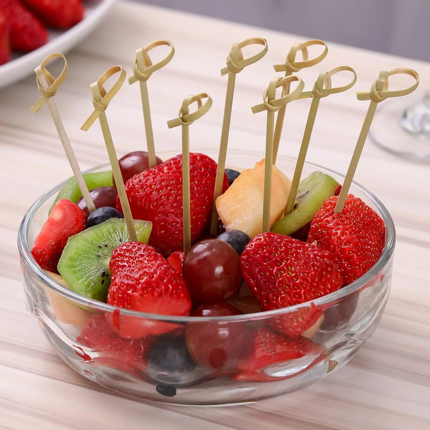 200 PCS Cocktail Picks, 6 Inch Toothpicks for Appetizers, Natural Bamboo Knot Skewers, Mini Food Sticks, Fancy Tooth Picks for Drinks, Fruit, Charcuterie, Cocktail Garnish Accessories, Party Supplies