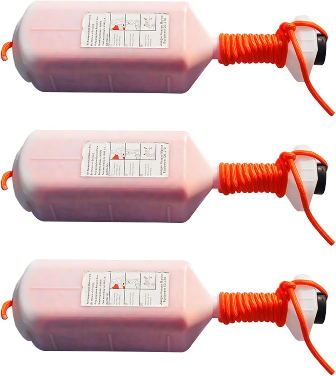 3X Lifesaving Line with Shell Heavy Duty Boat Water Buoyant Swimming Pool Life Saving 8mm 30M Line Rope Case,Safety Hook