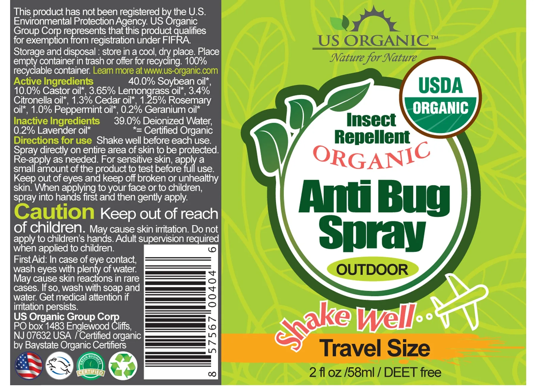 Anti Bug Spray - Travel Size 2 oz
