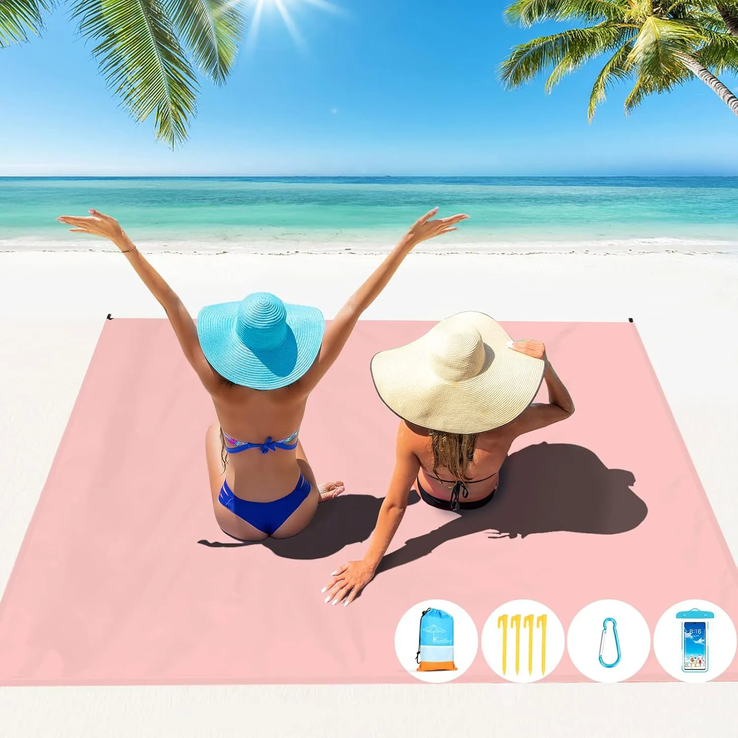Beach Blanket Oversized Extra Large 10'X 9',Waterproof Sandproof Beach Blanket 2-8Adults Lightweight Durable for Travel Camping Hiking Picnic