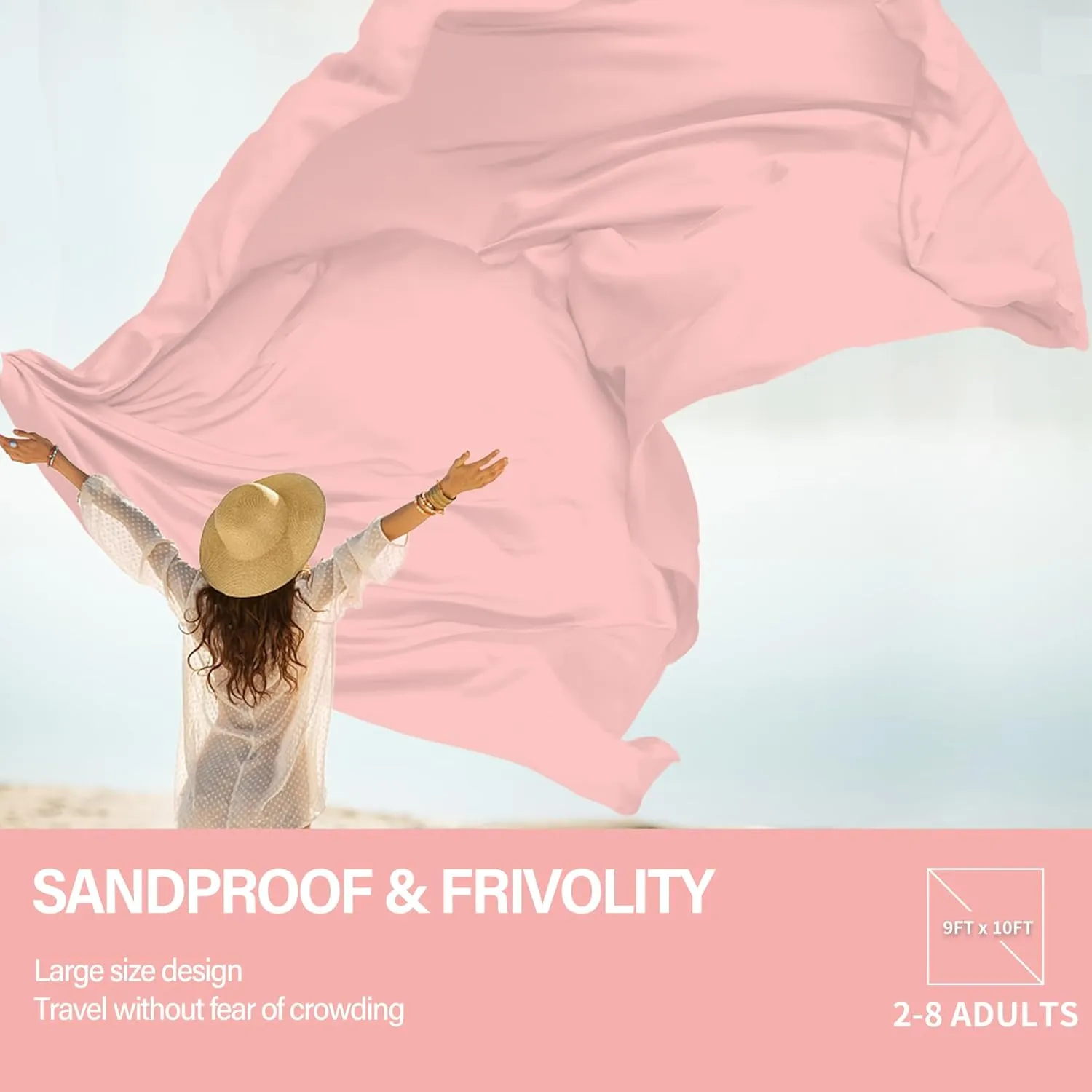 Beach Blanket Oversized Extra Large 10'X 9',Waterproof Sandproof Beach Blanket 2-8Adults Lightweight Durable for Travel Camping Hiking Picnic