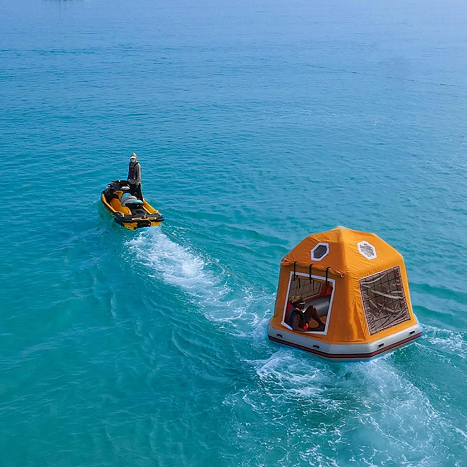 Camping Tent 1/4 Person Waterproof Windproof Inflatable Floating Tent Fishing Raft Boat for Pool Shoal Calm Waters