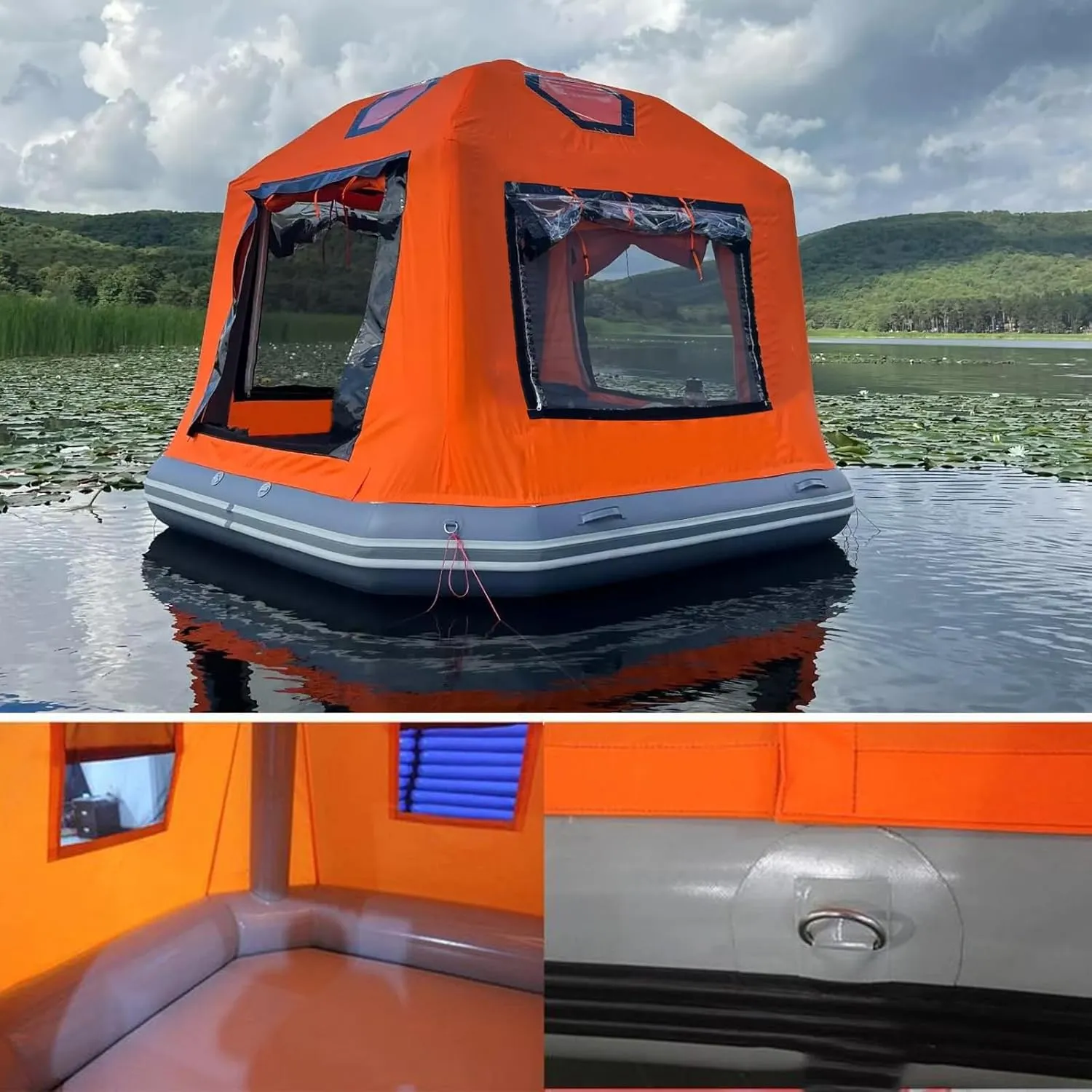 Camping Tent 1/4 Person Waterproof Windproof Inflatable Floating Tent Fishing Raft Boat for Pool Shoal Calm Waters