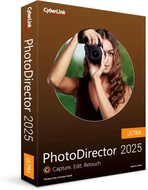 CyberLink PhotoDirector 2025 Ultra  AI Photo Editing | Graphic Design Software for Windows | Box with Download Code