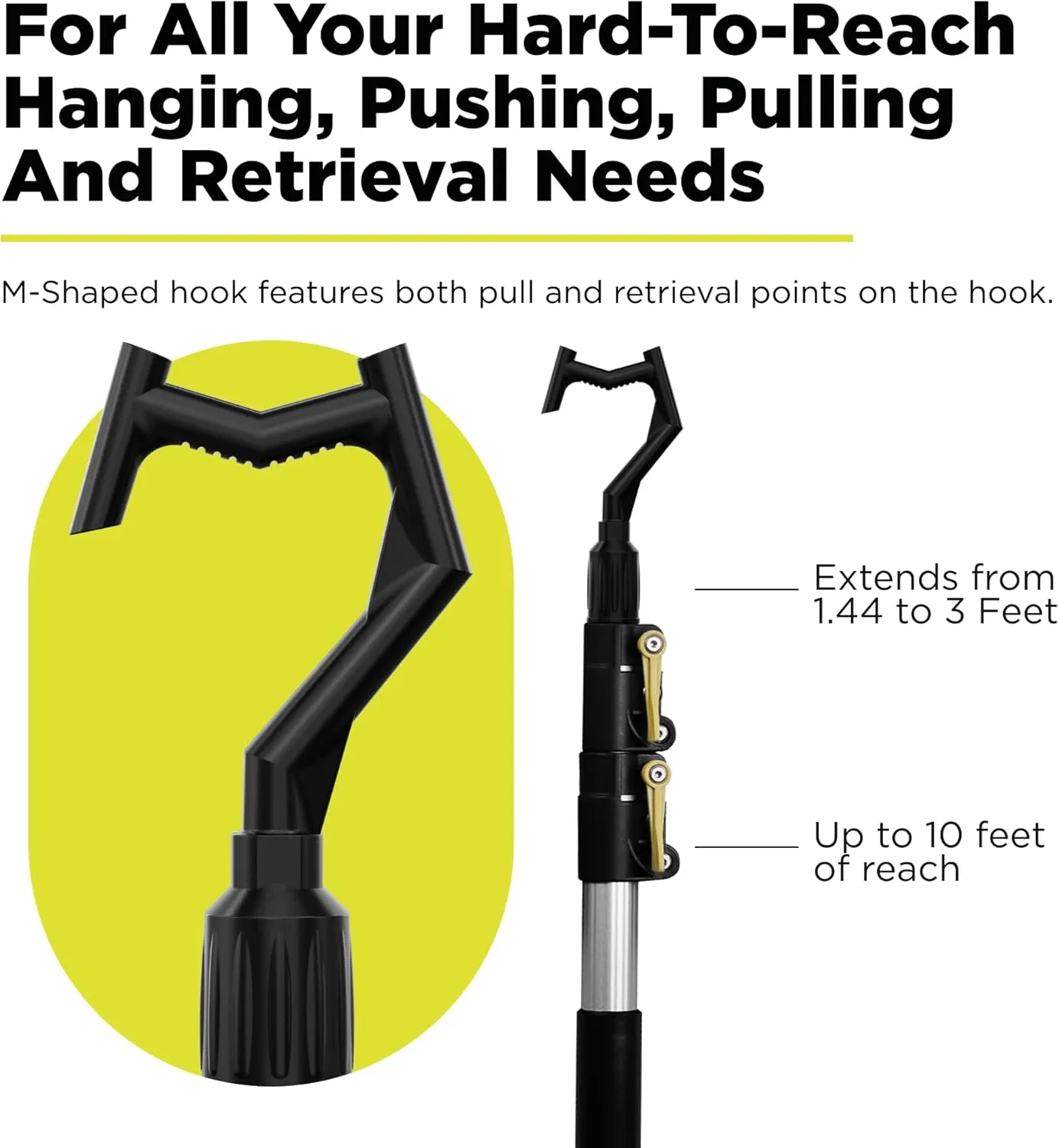 DOCA Boat Hook - Christmas Light Pole Hanger Tool - Durable & Lightweight Utility Hook for Docking, Tree Debris Removal