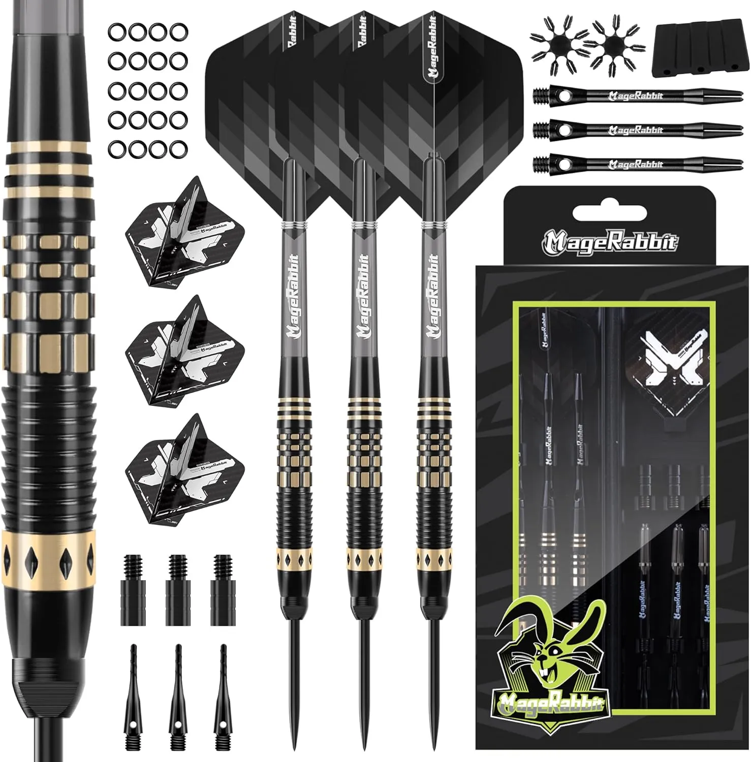 Dual-Purpose Steel Tip Darts Set 3Pcs,Convertible Dart Tips Soft Tips Can Be Converted to Soft Darts, Carry Box and Flight Shafts Dart Accessories. Metal Tip Darts