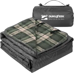 DUKUSEEK Waterproof Stadium Blanket, Hooded Outdoor Blankets Waterproof Windproof for Cold Weather, Emergency Warm Blanket with Quilted Cotton and Thick Fleece for Picnic, Camping, Outdoor Sports