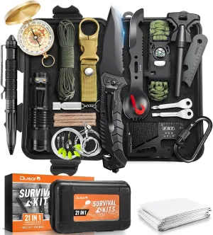 Dusor Fathers Day Mens Gifts from Daughter Son Wife, Survival Kit 21 in 1 Gifts for Men, Anniversary Birthday Gift for Men, Fathers Day Gift for Godfather Dad Boyfriend Husband, Camping Essentials