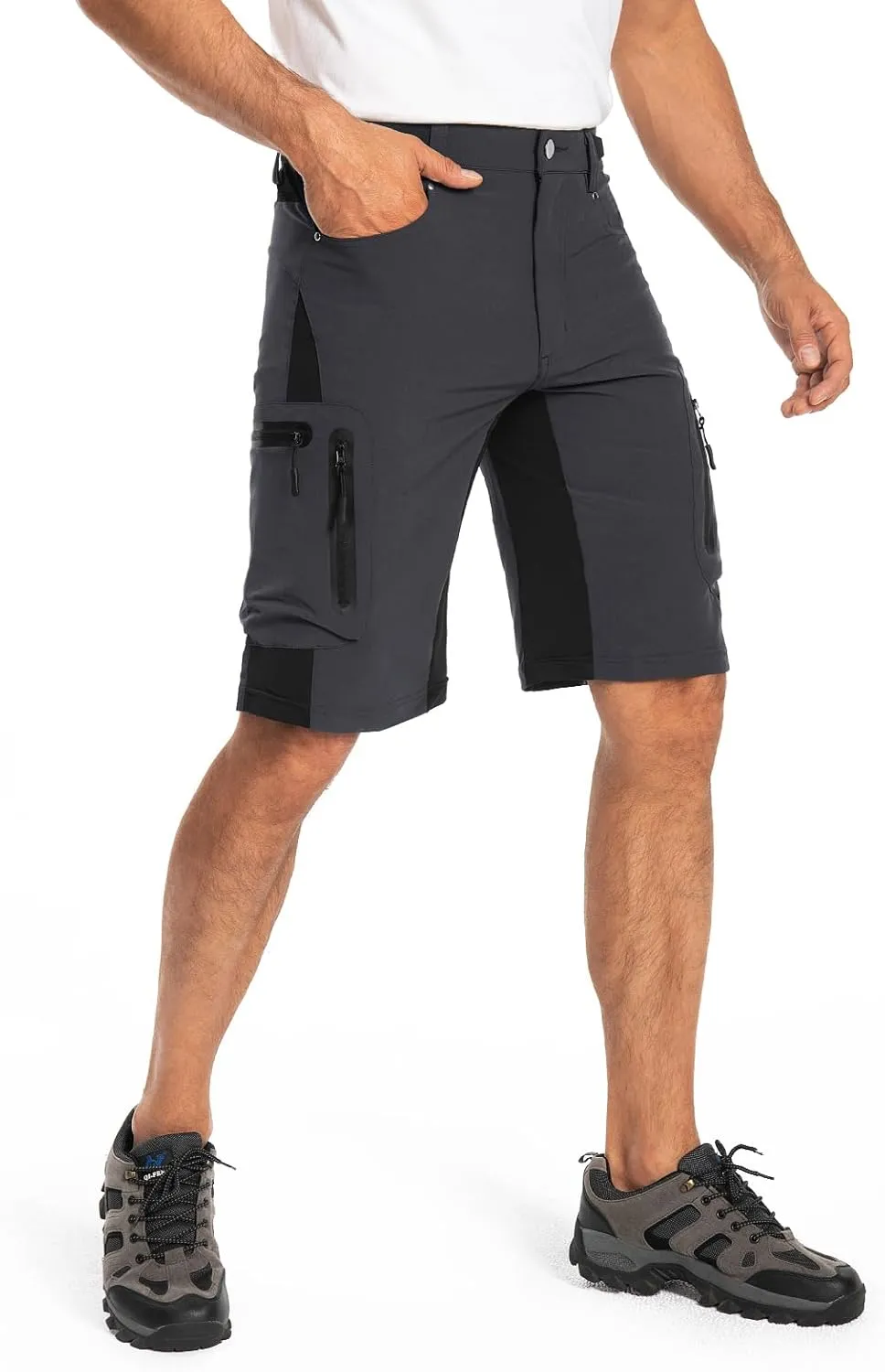 Hiauspor Mens Hiking Cargo Shorts Lightweight Water-Resistant Quick Dry Stretch for Casual Golf Fishing Tactical Bike Outdoor