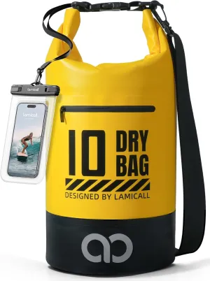 Lamicall Dry Bag Waterproof Backpack - [Zippered Pocket] 5L/10L/20L/30L/40L Roll Top Waterproof Bag with Water Proof Phone Case, Floatable Drybag for Swimming, Boating, Kayaking, Camping, Beach