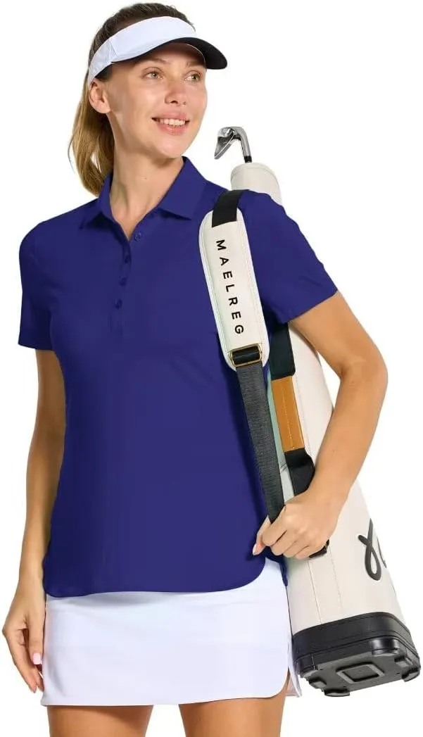 M MAELREG Womens Golf Shirt Short Sleeve 5 Buttons Quick Dry Casual Solid Moisture Wicking Tennis Polo Shirts for Women