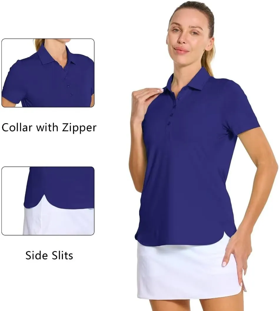 M MAELREG Womens Golf Shirt Short Sleeve 5 Buttons Quick Dry Casual Solid Moisture Wicking Tennis Polo Shirts for Women