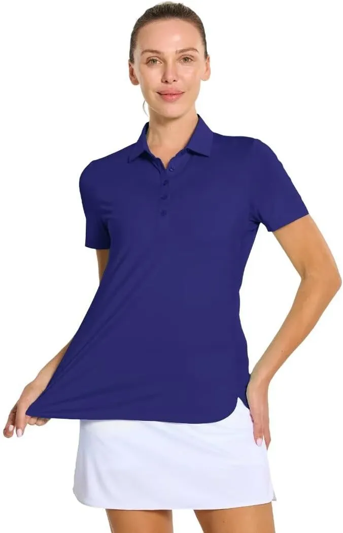 M MAELREG Womens Golf Shirt Short Sleeve 5 Buttons Quick Dry Casual Solid Moisture Wicking Tennis Polo Shirts for Women
