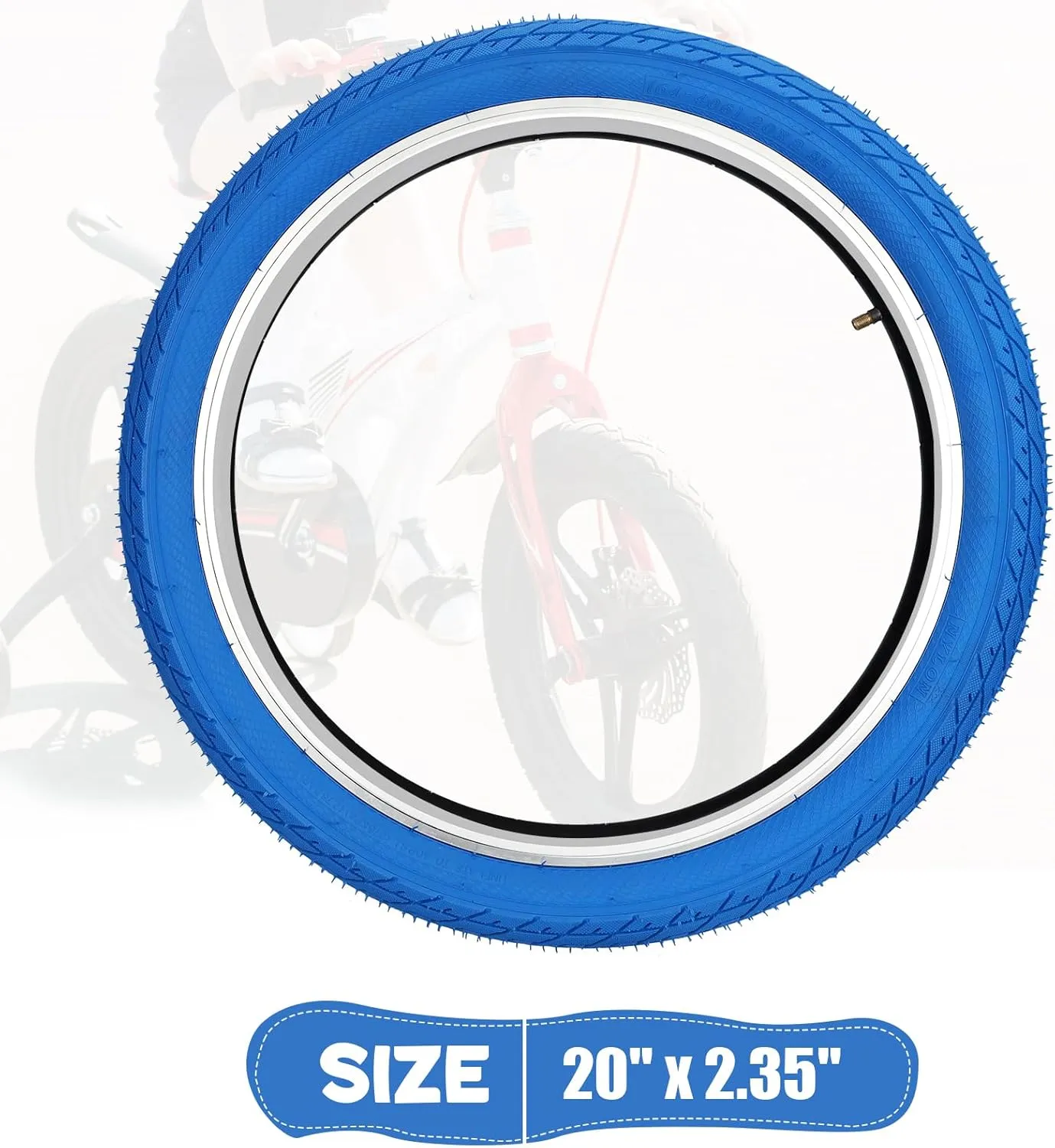 MEGHNA Bike Tire 20 inch Mountain Bike Tire with Lever 60-406 Foldable Tire 20 x 2.35 inch Replacement Grooved for BMX Freestyle Kids Cruiser Bike
