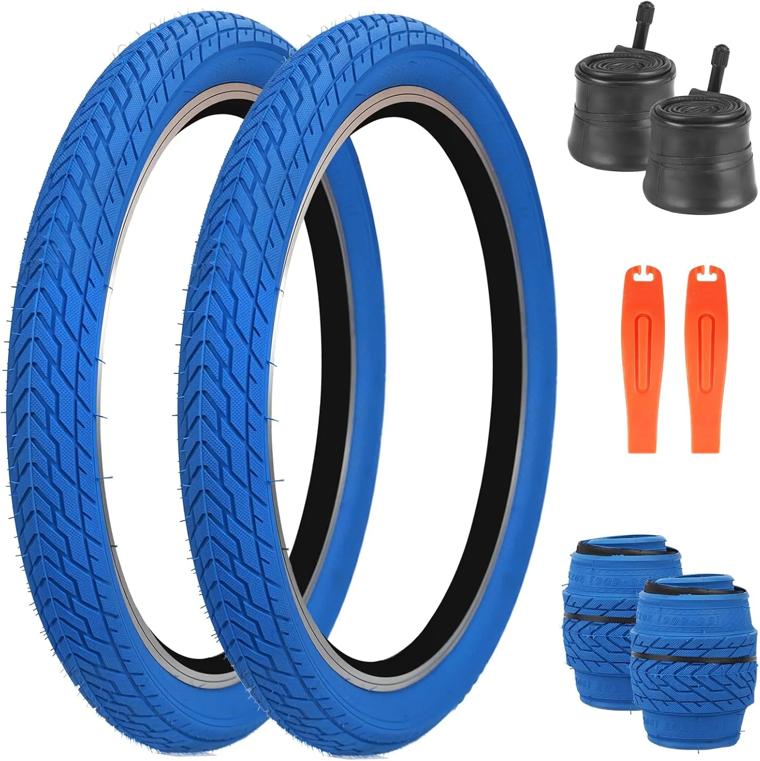 MEGHNA Bike Tire 20 inch Mountain Bike Tire with Lever 60-406 Foldable Tire 20 x 2.35 inch Replacement Grooved for BMX Freestyle Kids Cruiser Bike