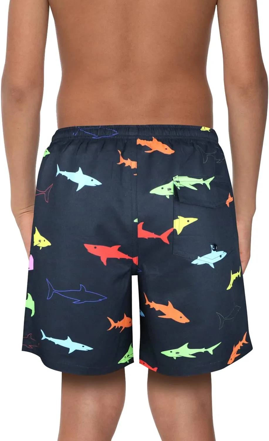 QRANSS Boys Swim Trunks with Compression Liner,No Mesh Anti-Chafing Comfy Swimming Trunks with Boxer Brief Liner,Size 6-20