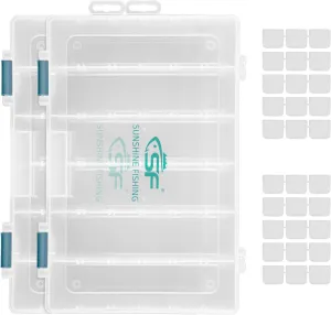 SF Tackle Box 3600 Plastic Tackle Trays Fishing Tackle Box Storage Organizer with Removable Dividers Lure Boxes Terminal Tackle Storage