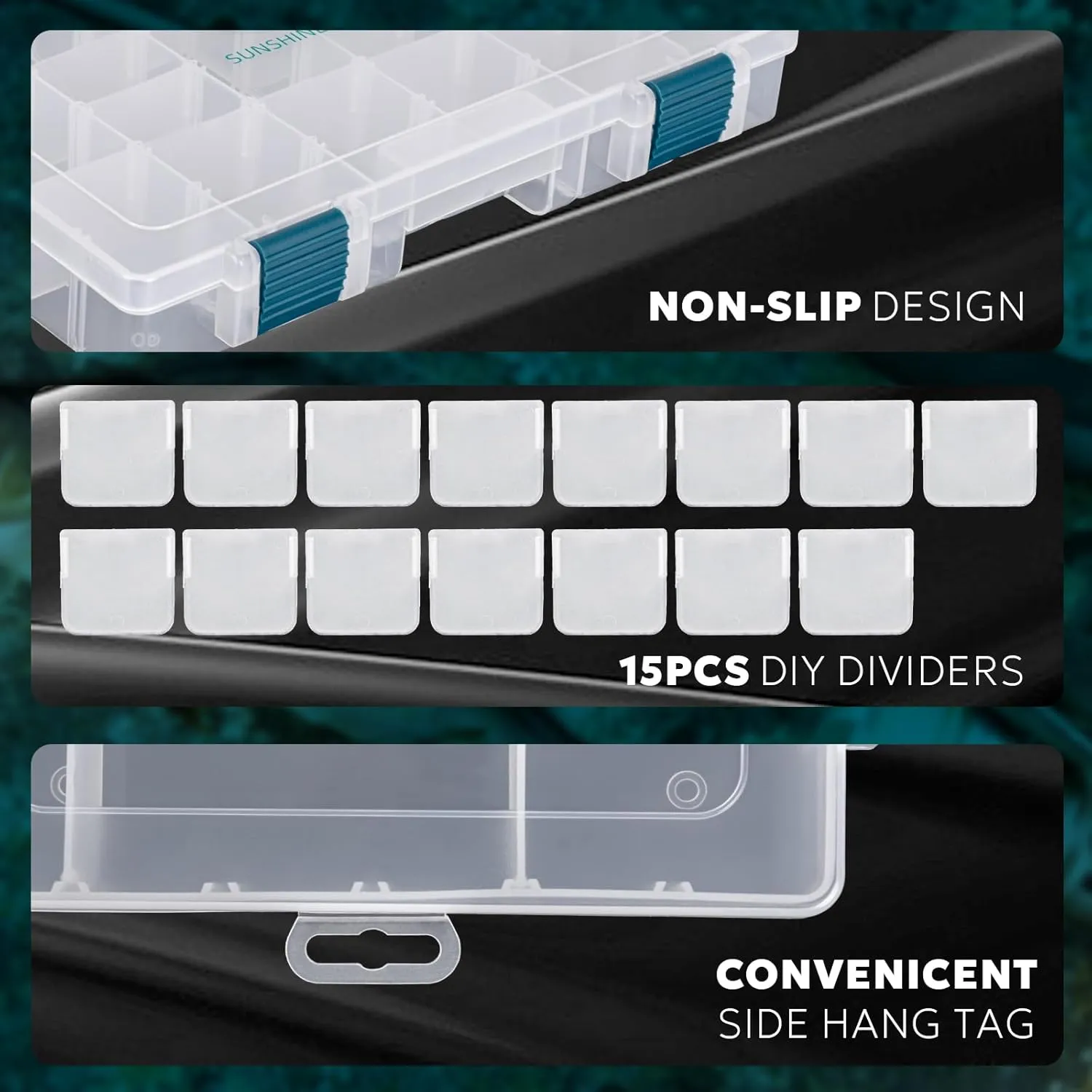 SF Tackle Box 3600 Plastic Tackle Trays Fishing Tackle Box Storage Organizer with Removable Dividers Lure Boxes Terminal Tackle Storage