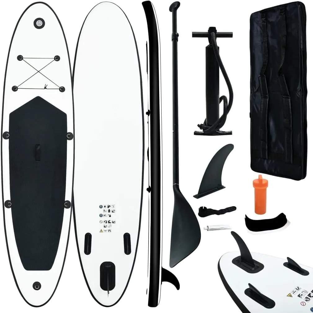SKM Inflatable Stand Up Paddleboard Set Black and White (Weight-21KG)
