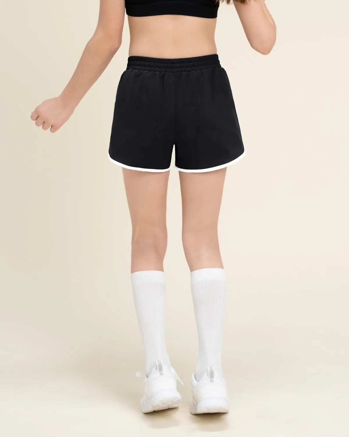 Stelle Girls Athletic Shorts with Pockets Girls Running Shorts Volleyball Soccer Shorts for Kids Elastic Waist