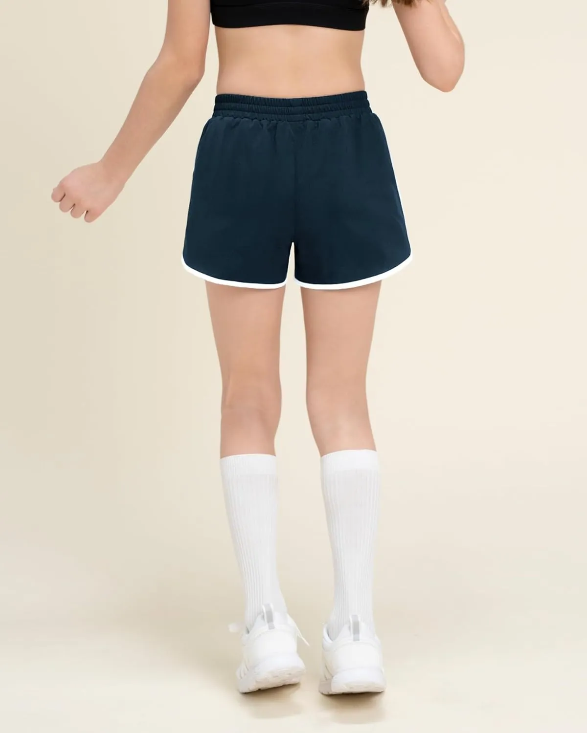 Stelle Girls Athletic Shorts with Pockets Girls Running Shorts Volleyball Soccer Shorts for Kids Elastic Waist