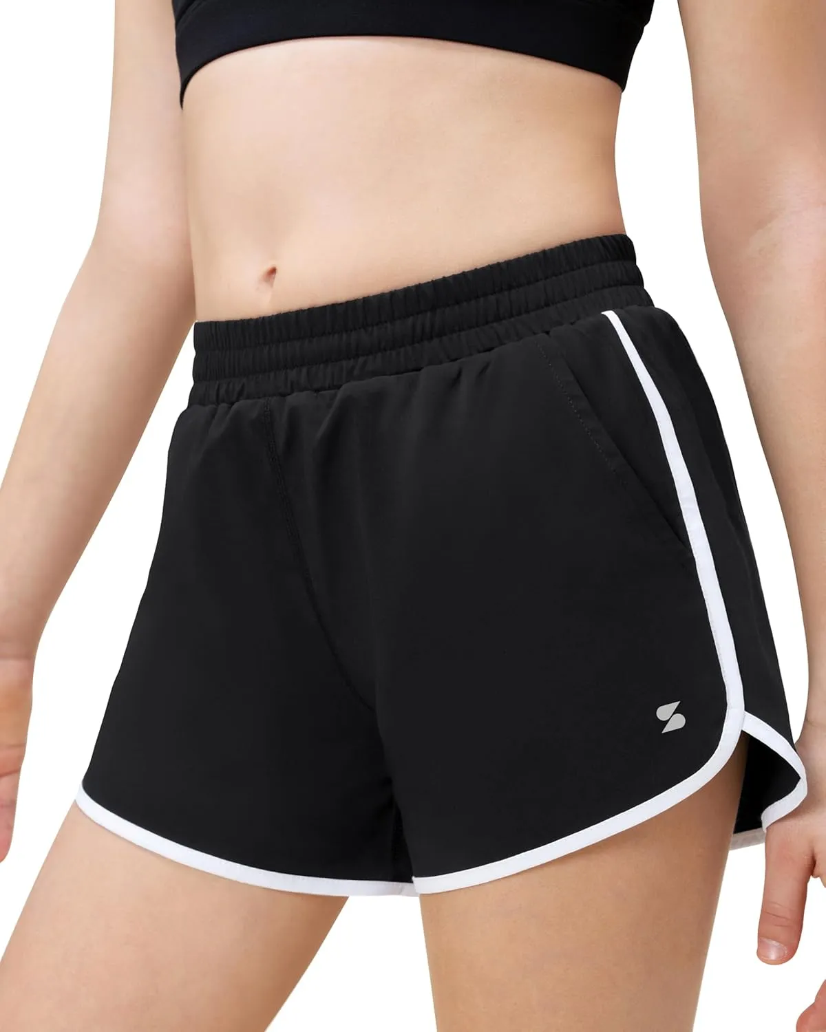 Stelle Girls Athletic Shorts with Pockets Girls Running Shorts Volleyball Soccer Shorts for Kids Elastic Waist