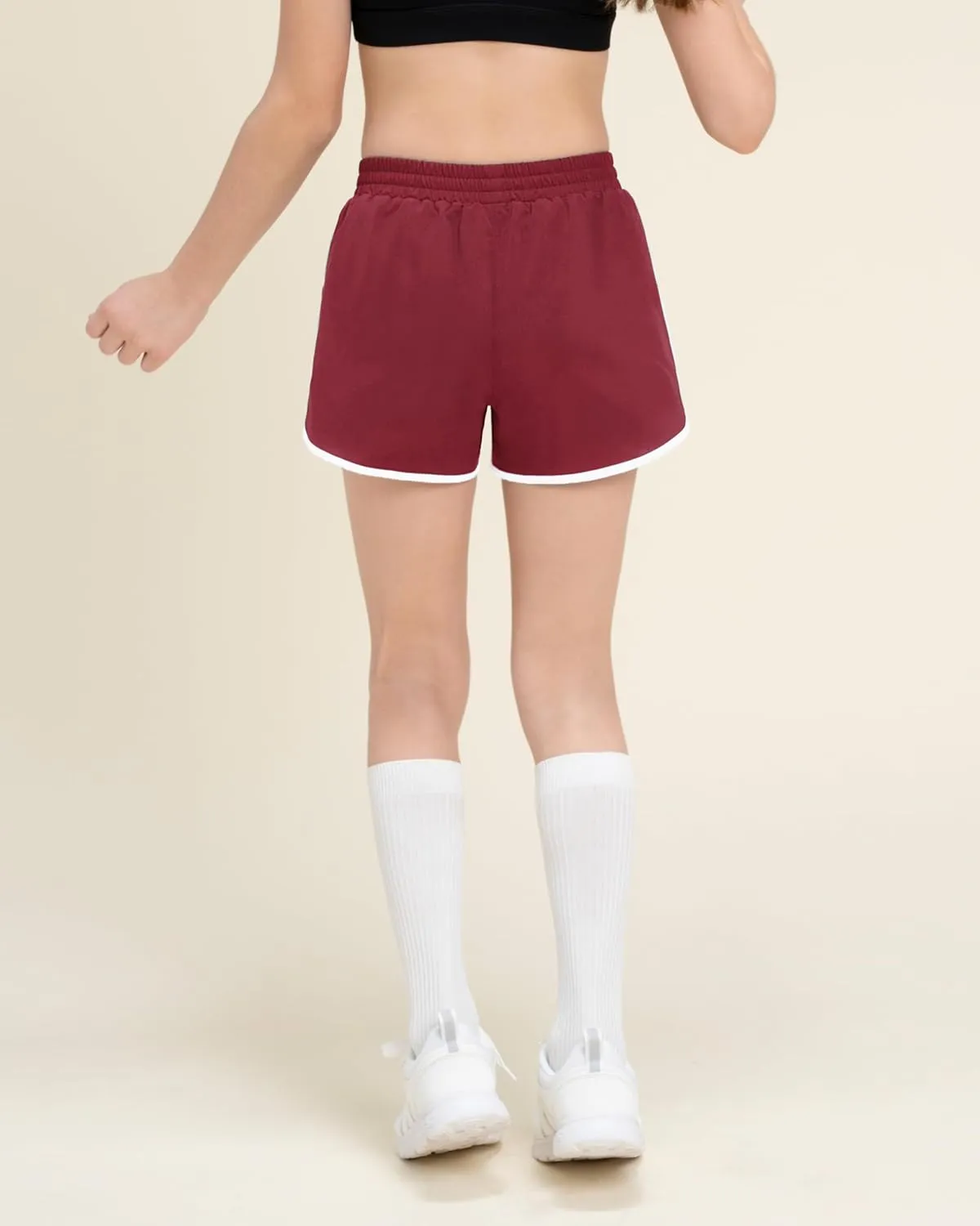Stelle Girls Athletic Shorts with Pockets Girls Running Shorts Volleyball Soccer Shorts for Kids Elastic Waist