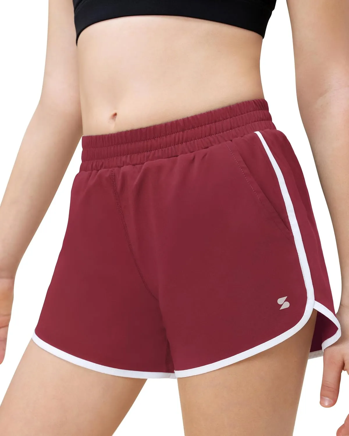 Stelle Girls Athletic Shorts with Pockets Girls Running Shorts Volleyball Soccer Shorts for Kids Elastic Waist