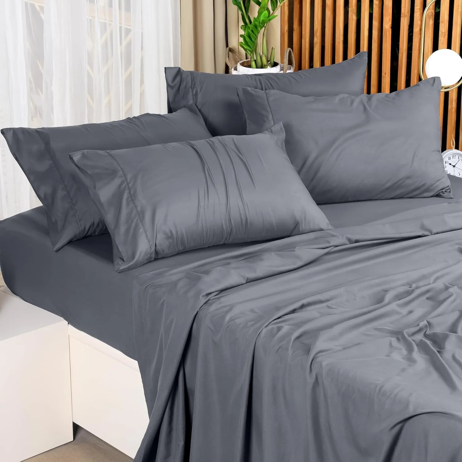Utopia Bedding Queen Sheet Set  4 Piece Bed Sheets for Queen Size Bed, Soft and Breathable Microfiber, Includes 1 Fitted Sheet, 1 Flat Sheet and 2 Pillowcases (Grey)