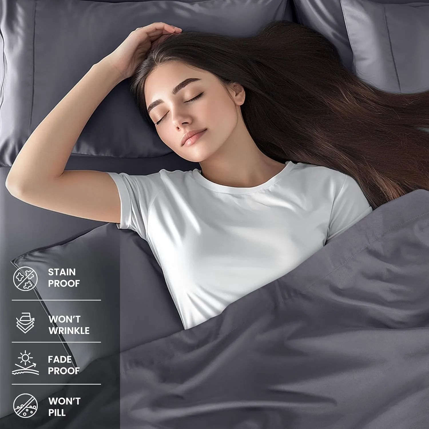 Utopia Bedding Queen Sheet Set  4 Piece Bed Sheets for Queen Size Bed, Soft and Breathable Microfiber, Includes 1 Fitted Sheet, 1 Flat Sheet and 2 Pillowcases (Grey)