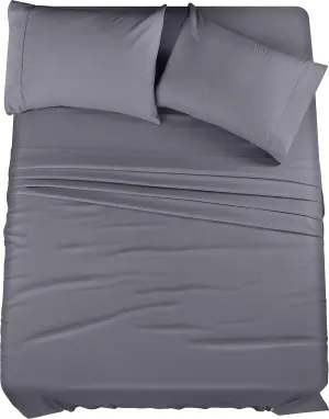 Utopia Bedding Queen Sheet Set  4 Piece Bed Sheets for Queen Size Bed, Soft and Breathable Microfiber, Includes 1 Fitted Sheet, 1 Flat Sheet and 2 Pillowcases (Grey)