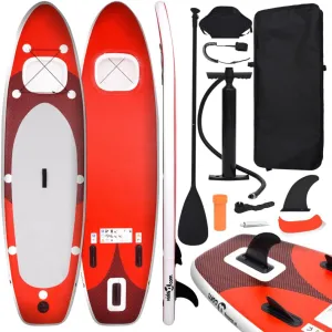 vidaXL Inflatable Stand Up Paddle Board Set Red 118.1x29.9x3.9