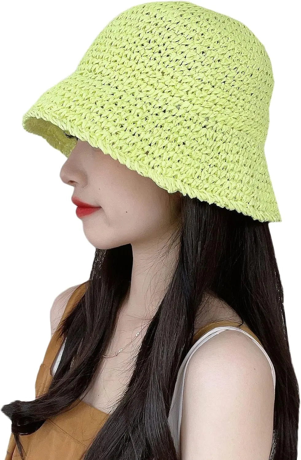 Womens Straw Sun Hat Woven Bucket Hat Fishing Hat Beach Hat Foldable Cap Summer Caps