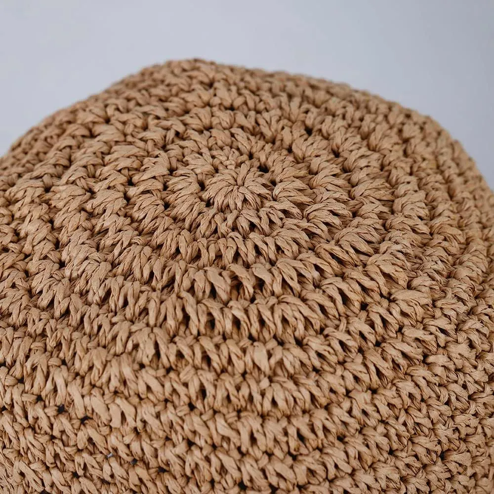 Womens Straw Sun Hat Woven Bucket Hat Fishing Hat Beach Hat Foldable Cap Summer Caps