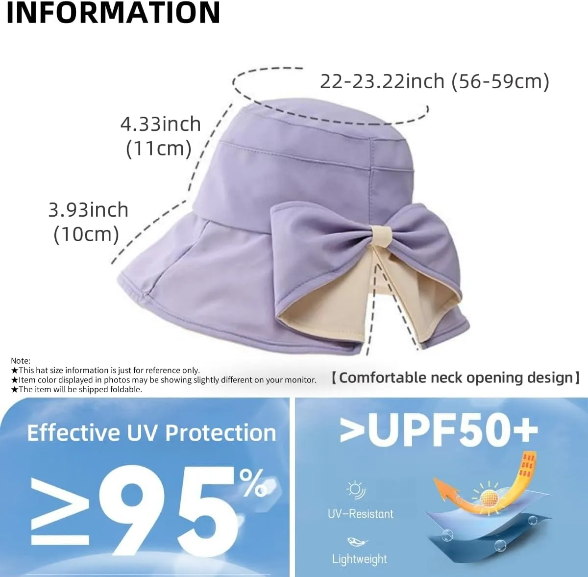 Womens Wide Brim Sun Hats UPF50  UV Packable Beach Hat Summer Bow Decoration Bucket Cap for Travel