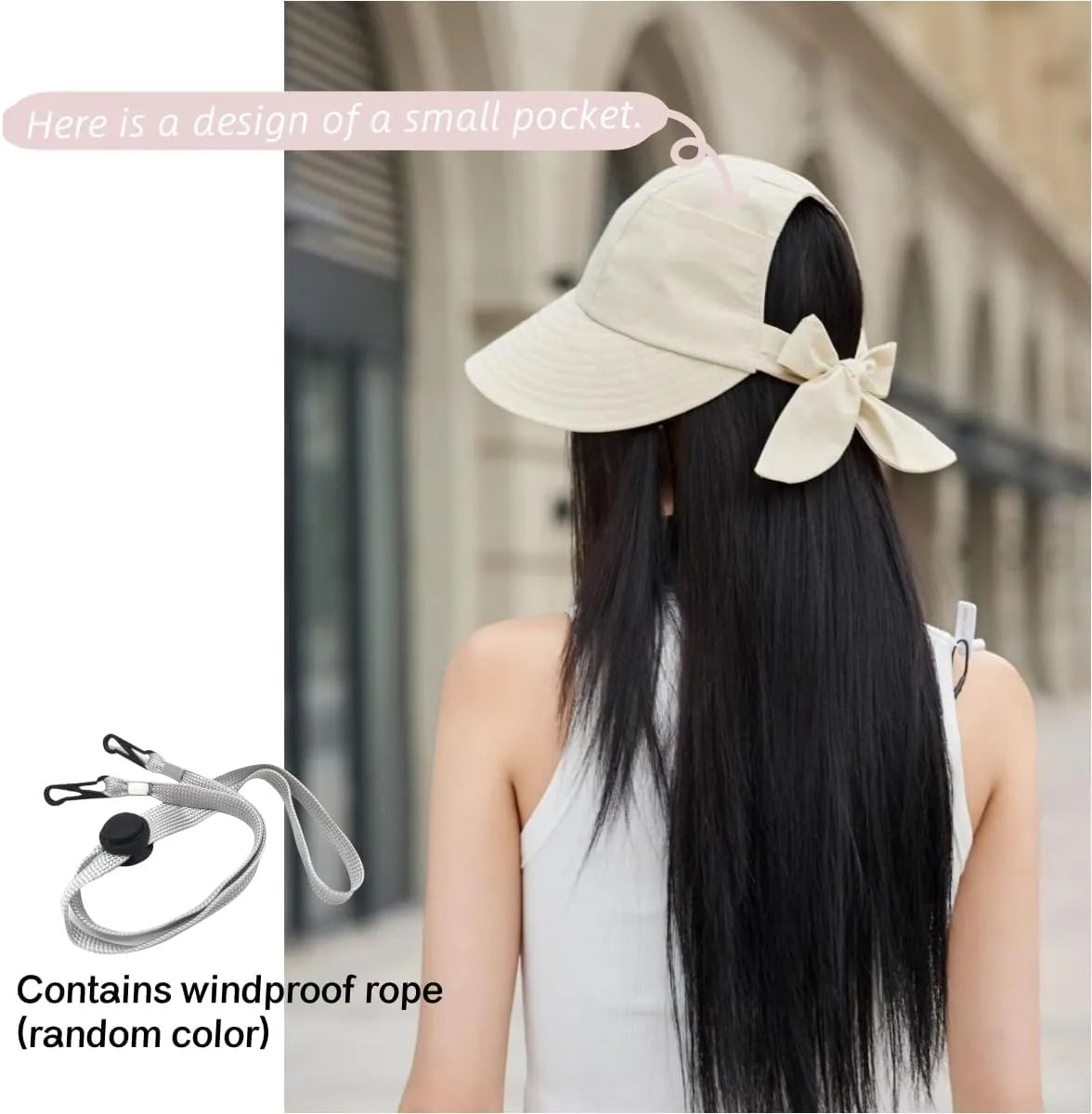 Womens Wide Brim Visor Sun Hats UPF50  UV Protection Packable Summer Hat with Adjustable Bow