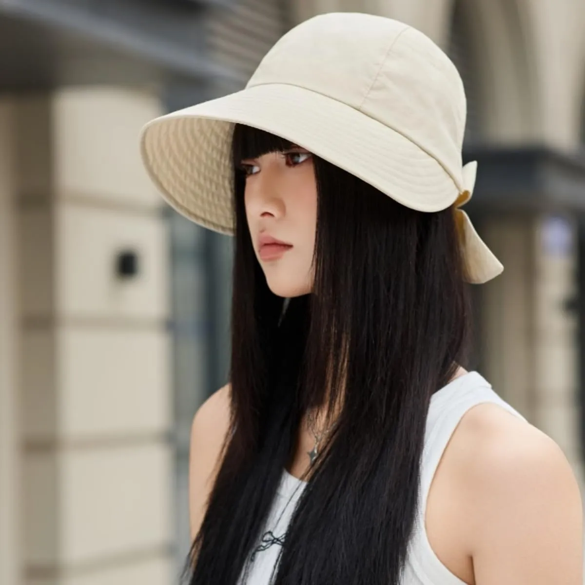 Womens Wide Brim Visor Sun Hats UPF50  UV Protection Packable Summer Hat with Adjustable Bow