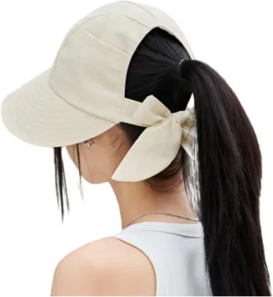 Womens Wide Brim Visor Sun Hats UPF50  UV Protection Packable Summer Hat with Adjustable Bow