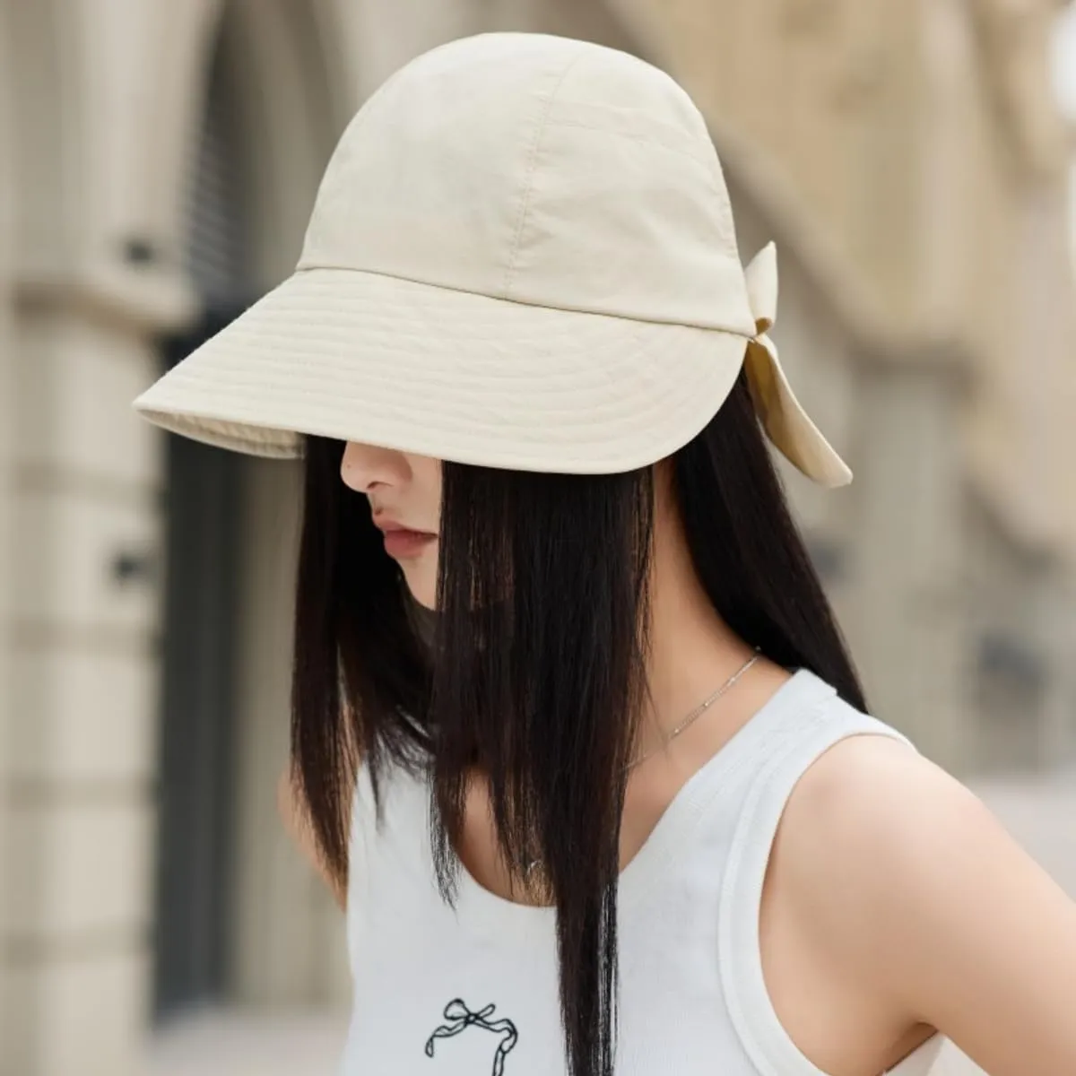 Womens Wide Brim Visor Sun Hats UPF50  UV Protection Packable Summer Hat with Adjustable Bow